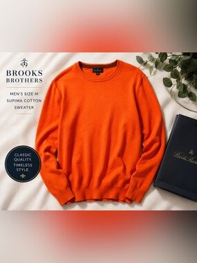Brooks Brothers Supima Cotton Orange Crewneck Sweater Men’s M
